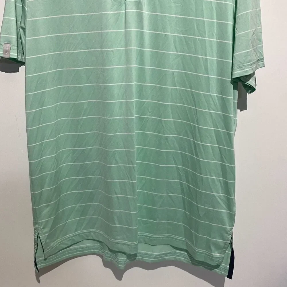 Ralph Lauren RLX Men's Green Stripe Short Sleeve Polo Shirt‎ Size Medium